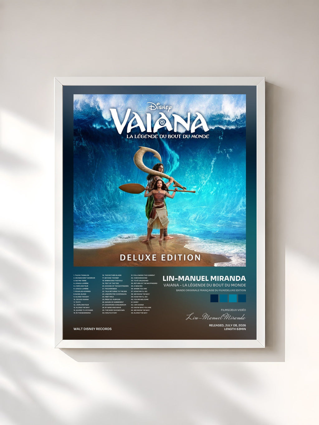 #blanc Vaiana - La Légende du Bout du Monde (Bande Originale Française du Film/Deluxe Edition) von Lin-Manuel Miranda als gerahmter Kunstdruck, weißer Rahmen, gedruckt und gerahmt in Frankreich