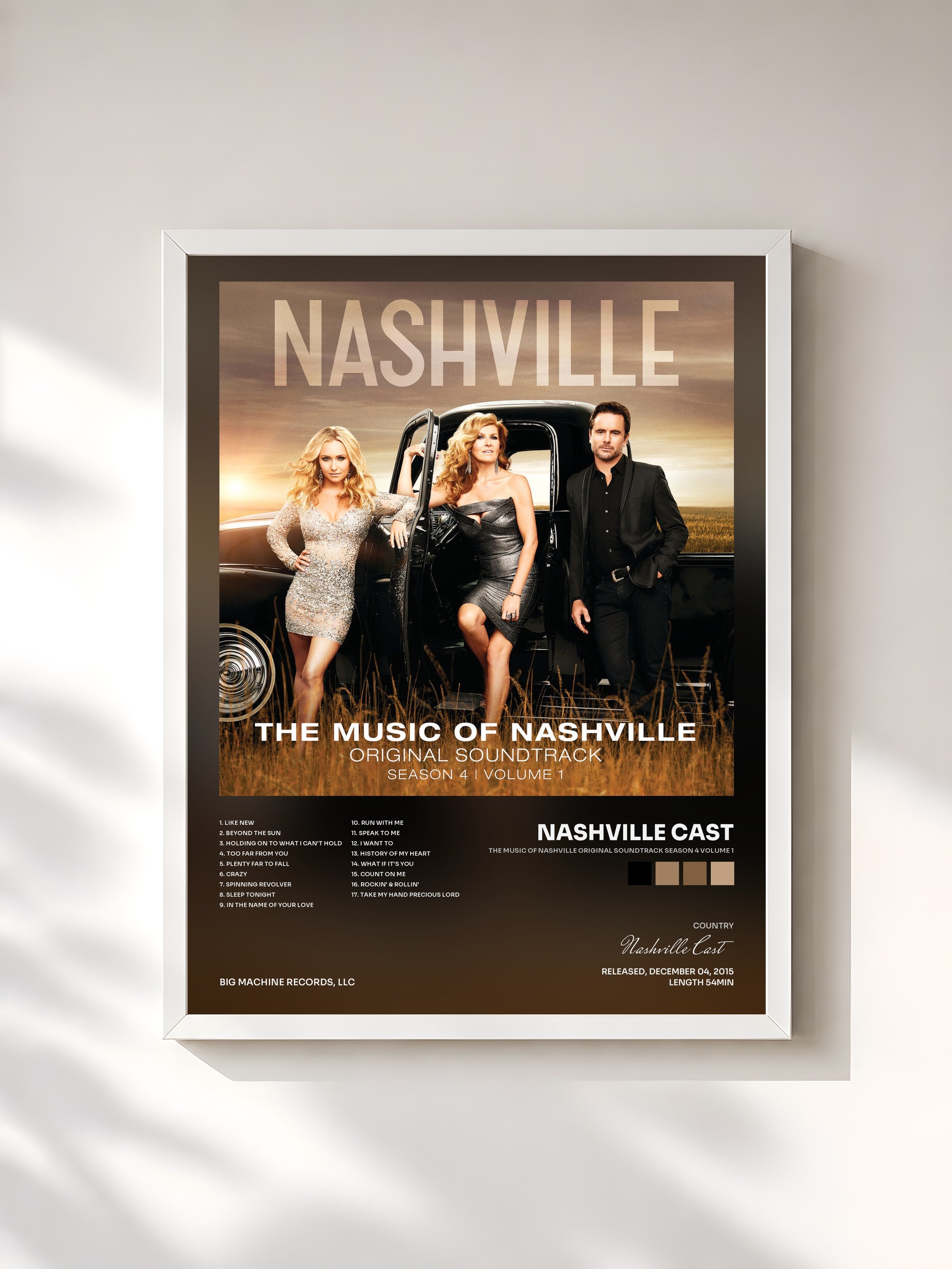 #blanc Tableau de l'album The Music Of Nashville Original Soundtrack Season 4 Volume 1 de Nashville Cast, cadre blanc, imprimé et encadré en France
