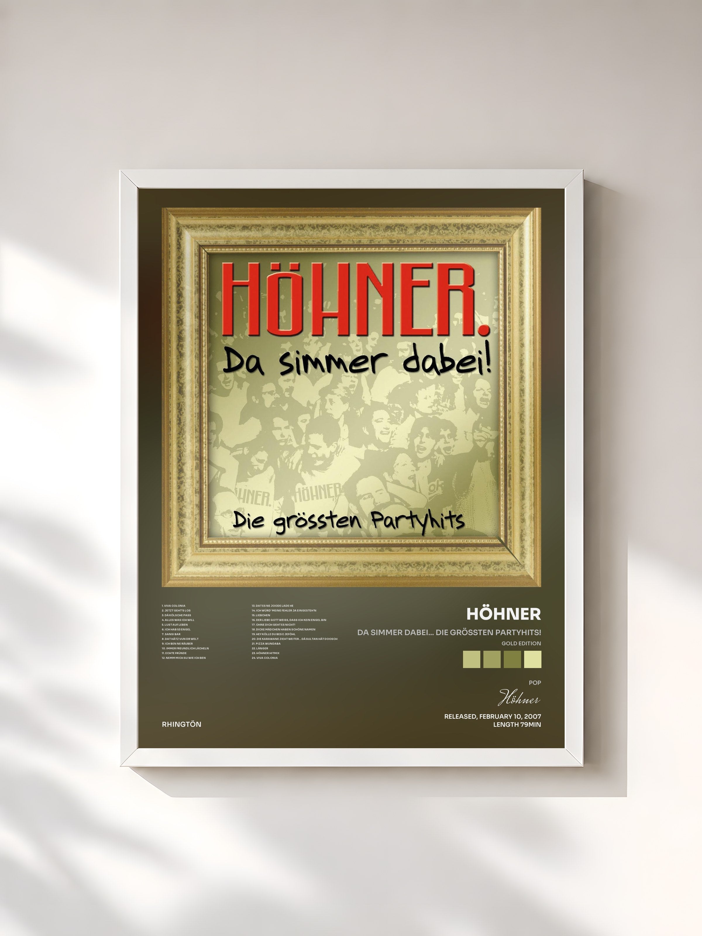 #blanc Tableau de l'album Da Simmer Dabei... Die Grössten Partyhits! (Gold Edition) de Höhner, cadre blanc, imprimé et encadré en France