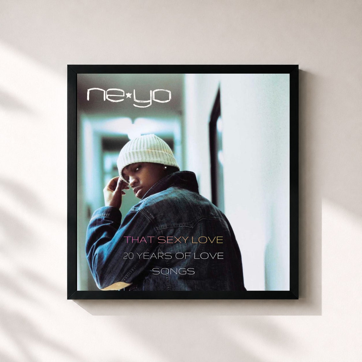 #noir Tableau carré de l'album That Sexy Love: 20 Years of Love Songs de Ne-Yo, cadre noir 32x32 cm