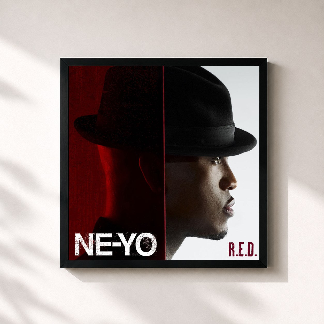 #noir R.E.D. by Ne-Yo as a square framed art print, black 32x32 cm frame