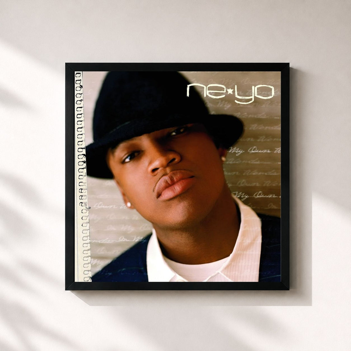 #noir Tableau carré de l'album In My Own Words de Ne-Yo, cadre noir 32x32 cm