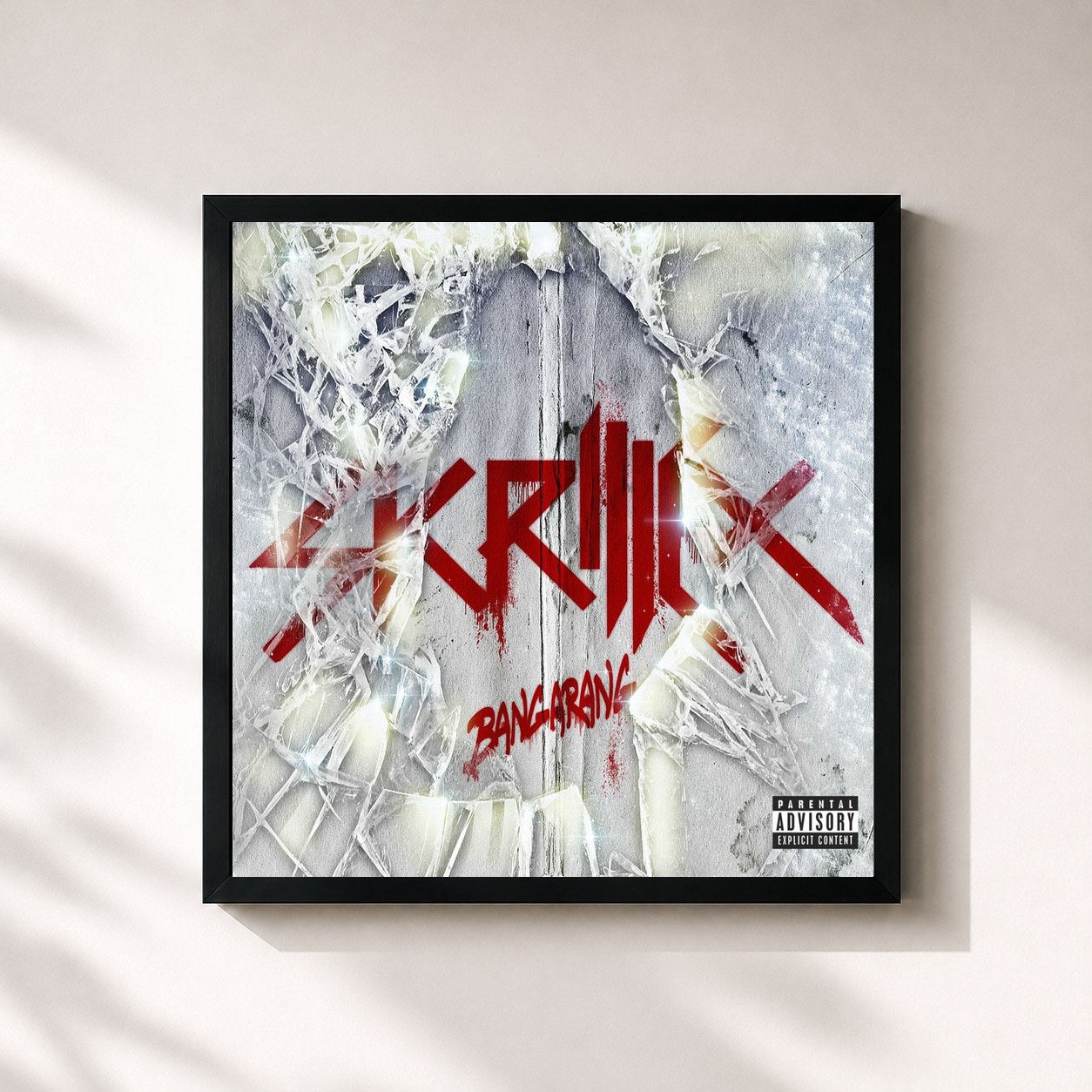 #noir Bangarang EP di Skrillex in stampa quadrata incorniciata, cornice nera 32x32 cm
