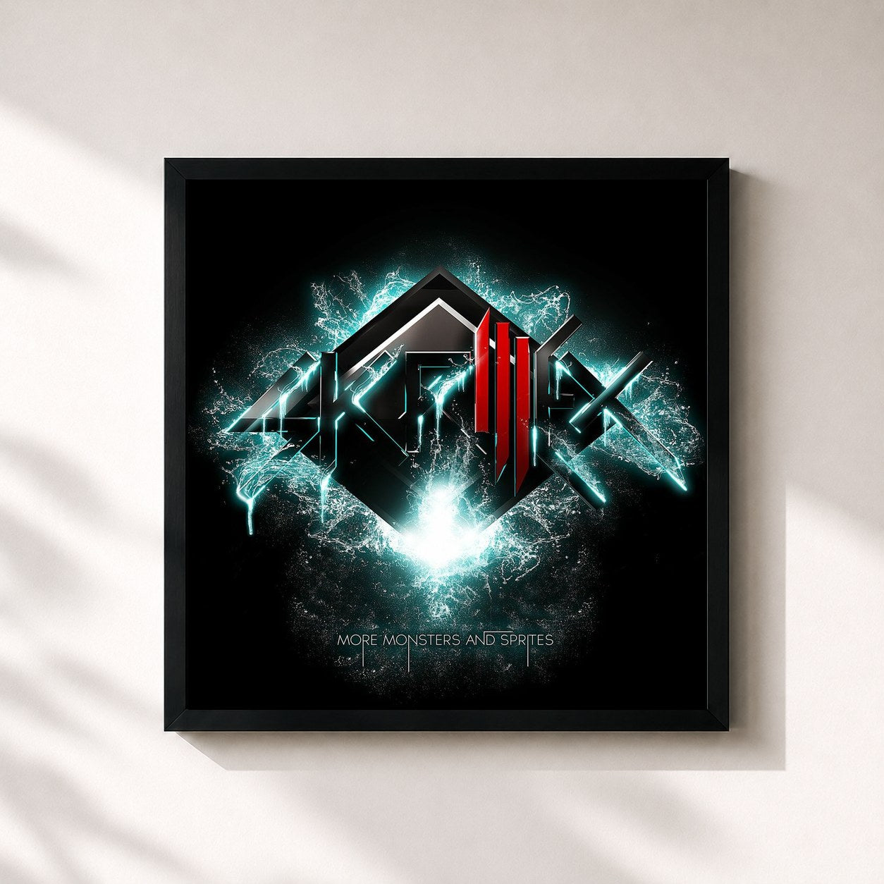 #noir Tableau carré de l'album More Monsters and Sprites EP de Skrillex, cadre noir 32x32 cm