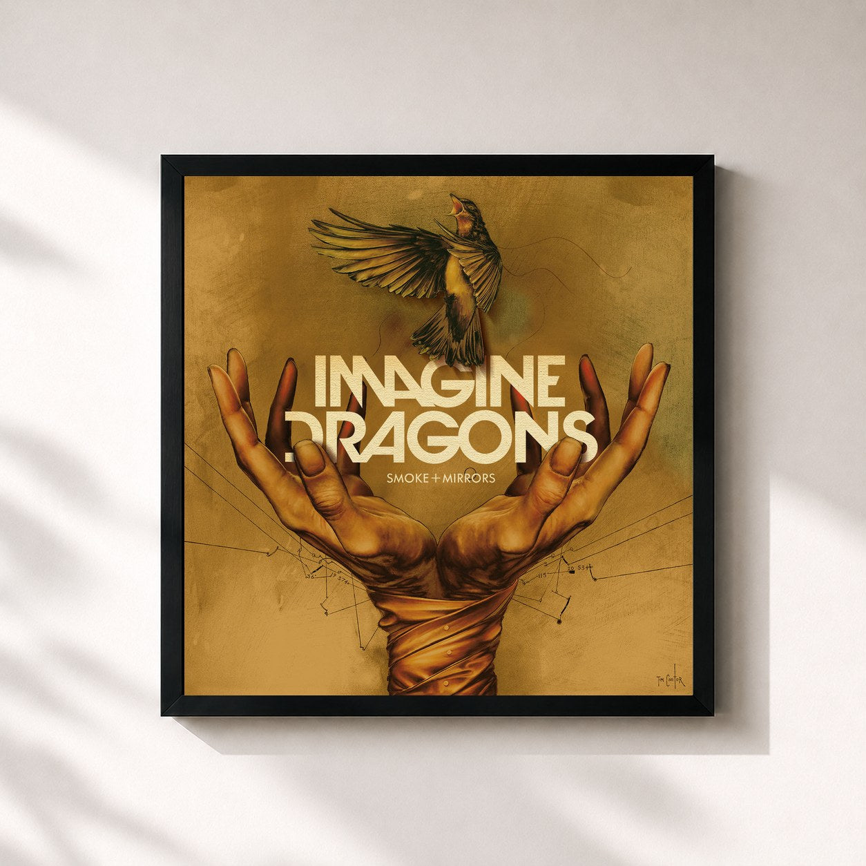 #noir Smoke + Mirrors (Deluxe) by Imagine Dragons as a square framed art print, black 32x32 cm frame