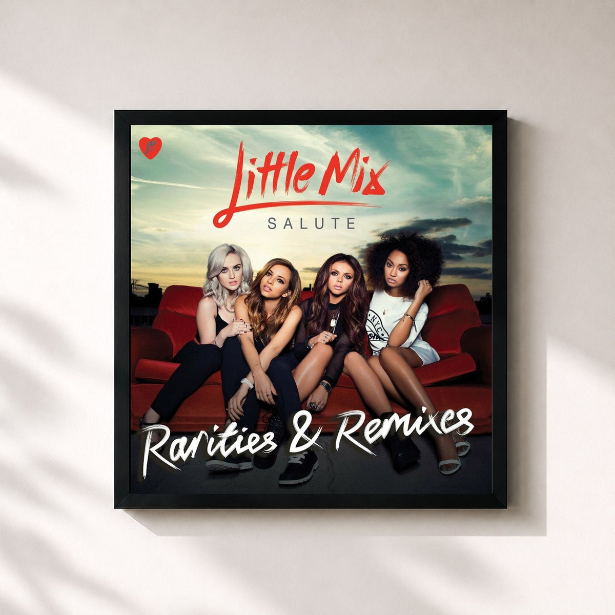 #noir Tableau carré de l'album Salute - Rarities & Remixes de Little Mix, cadre noir 32x32 cm