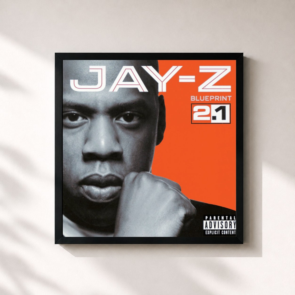 #noir Tableau carré de l'album Blueprint 2.1 de JAY Z, cadre noir 32x32 cm