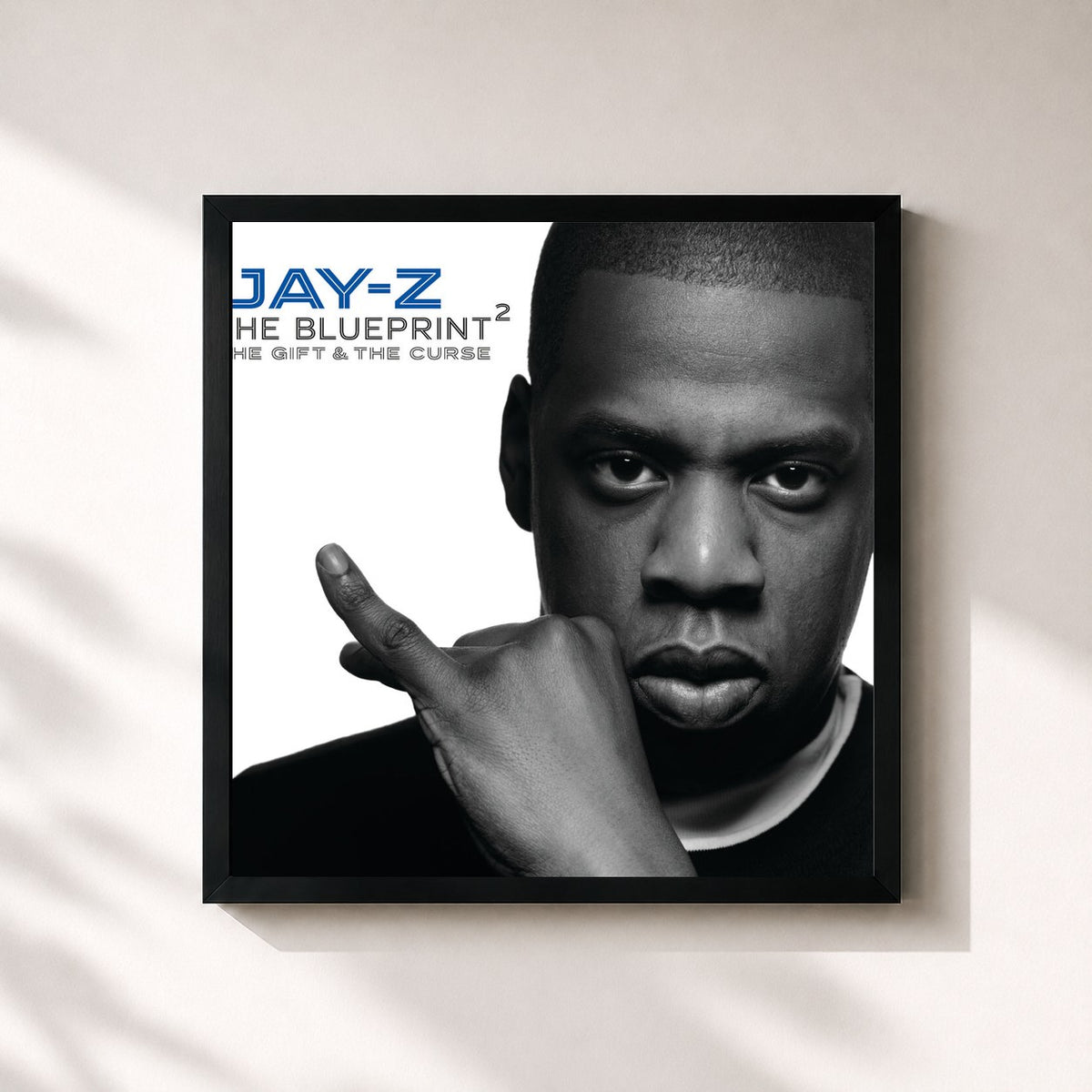 #noir Tableau carré de l'album The Blueprint 2: The Gift & The Curse de JAY Z, cadre noir 32x32 cm
