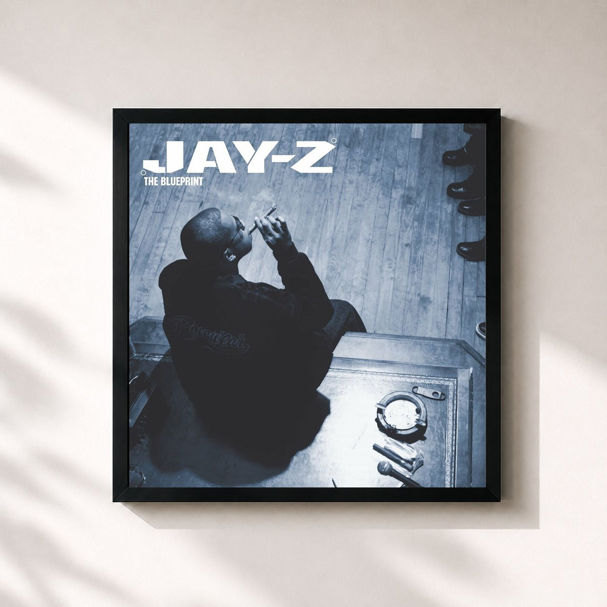 #noir Tableau carré de l'album The Blueprint (Edited Version) de JAY Z, cadre noir 32x32 cm