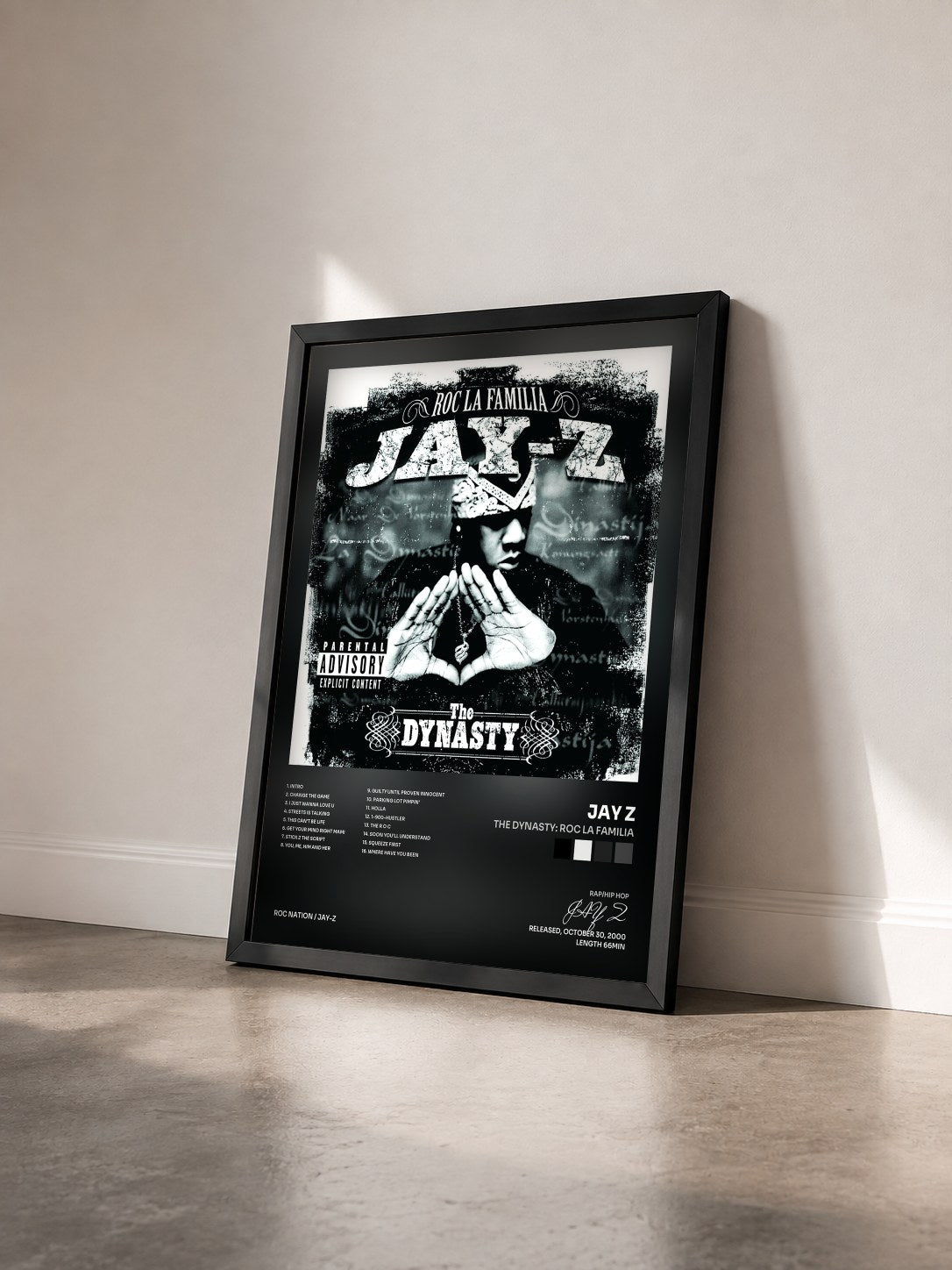 #noir Tableau de l'album The Dynasty: Roc La Familia de JAY Z vu de trois quarts, cadre noir