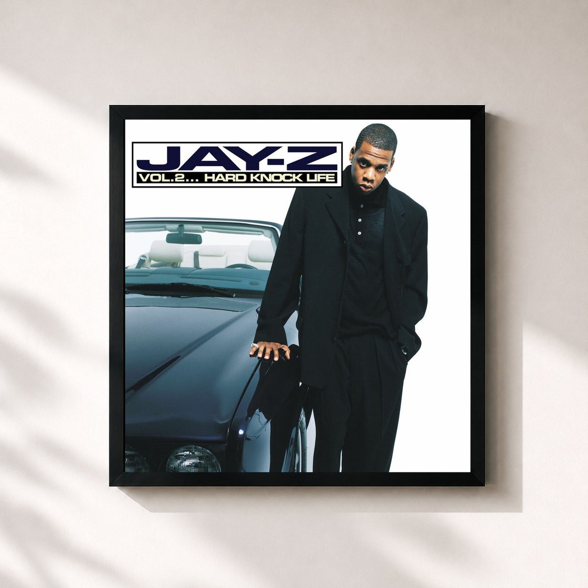 #noir Tableau carré de l'album Vol.2... Hard Knock Life de JAY Z, cadre noir 32x32 cm