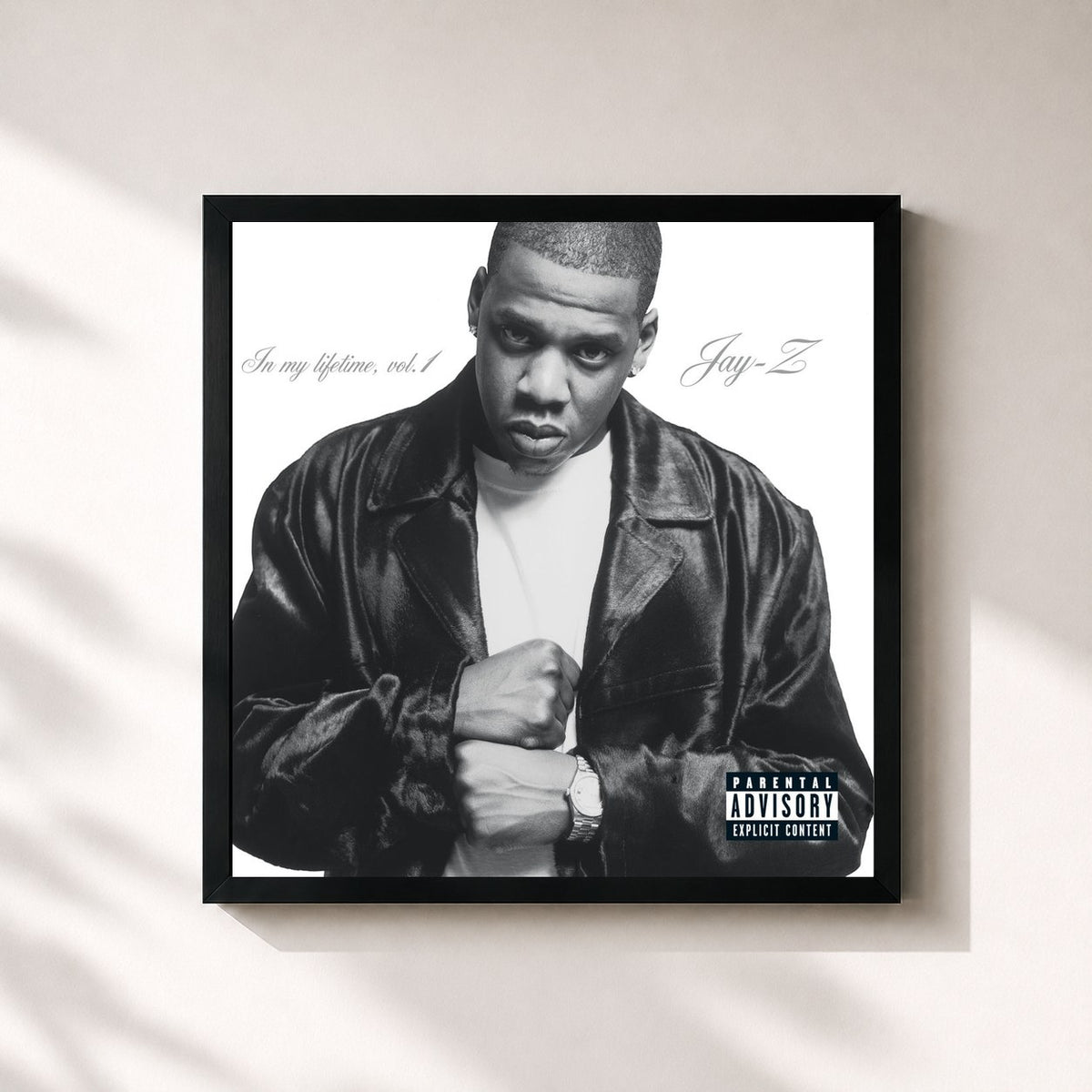 #noir Tableau carré de l'album In My Lifetime, Vol.1 de JAY Z, cadre noir 32x32 cm