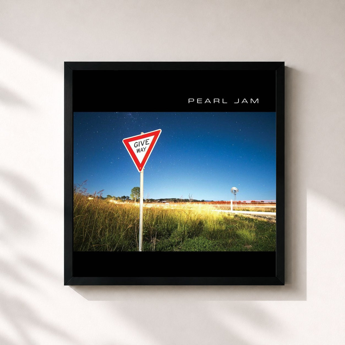 #noir Tableau carré de l'album Give Way de Pearl Jam, cadre noir 32x32 cm