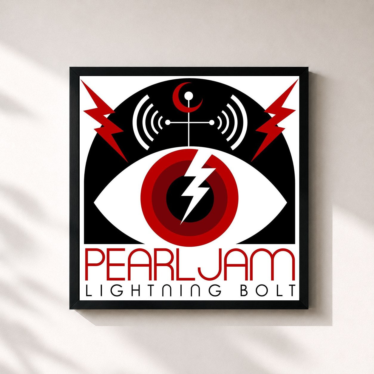 #noir Lightning Bolt by Pearl Jam as a square framed art print, black 32x32 cm frame