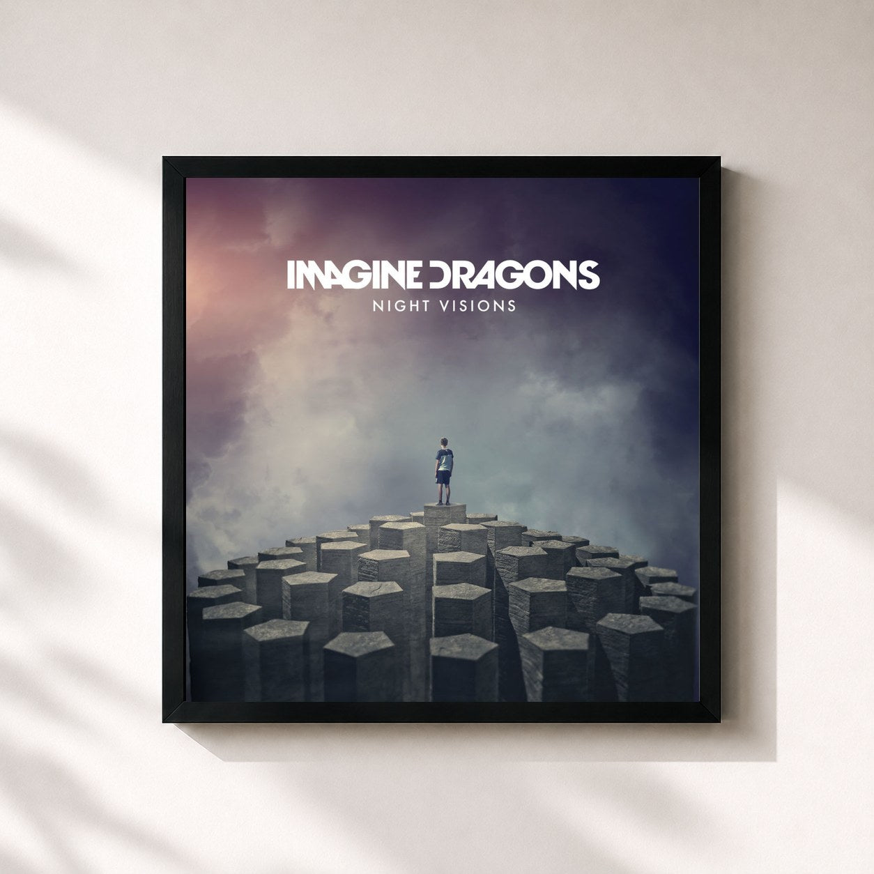 #noir Night Visions di Imagine Dragons in stampa quadrata incorniciata, cornice nera 32x32 cm
