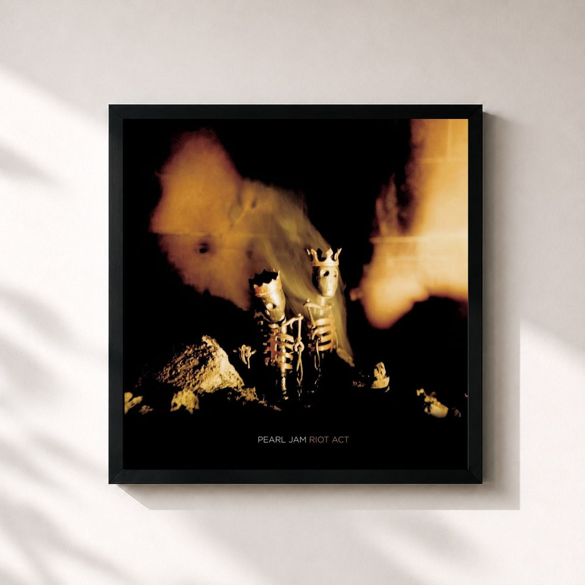 #noir Tableau carré de l'album Riot Act de Pearl Jam, cadre noir 32x32 cm