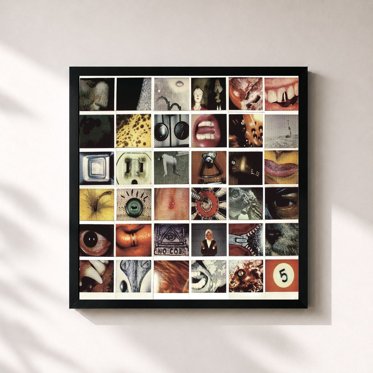 #noir Tableau carré de l'album No Code de Pearl Jam, cadre noir 32x32 cm