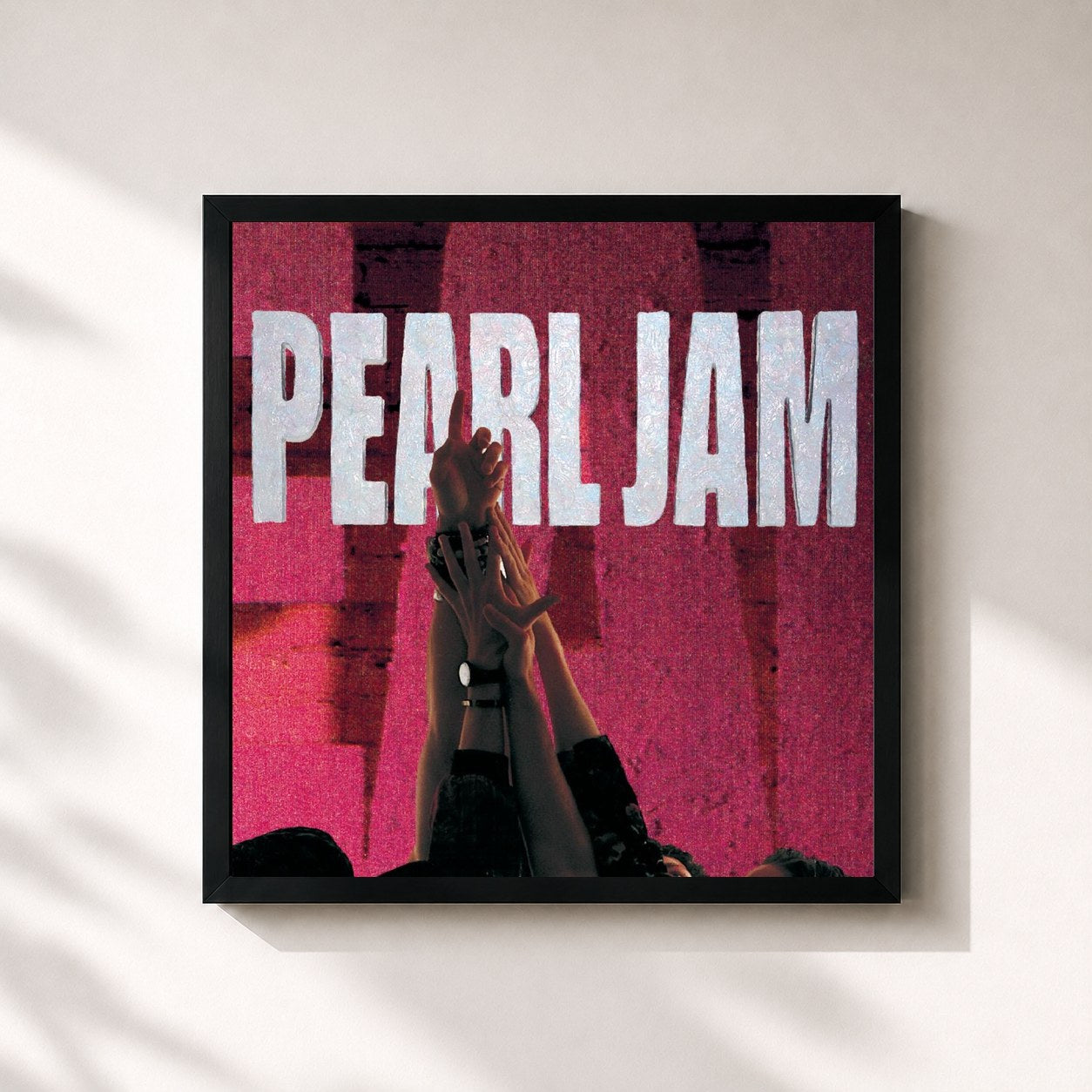 #noir Tableau carré de l'album Ten de Pearl Jam, cadre noir 32x32 cm