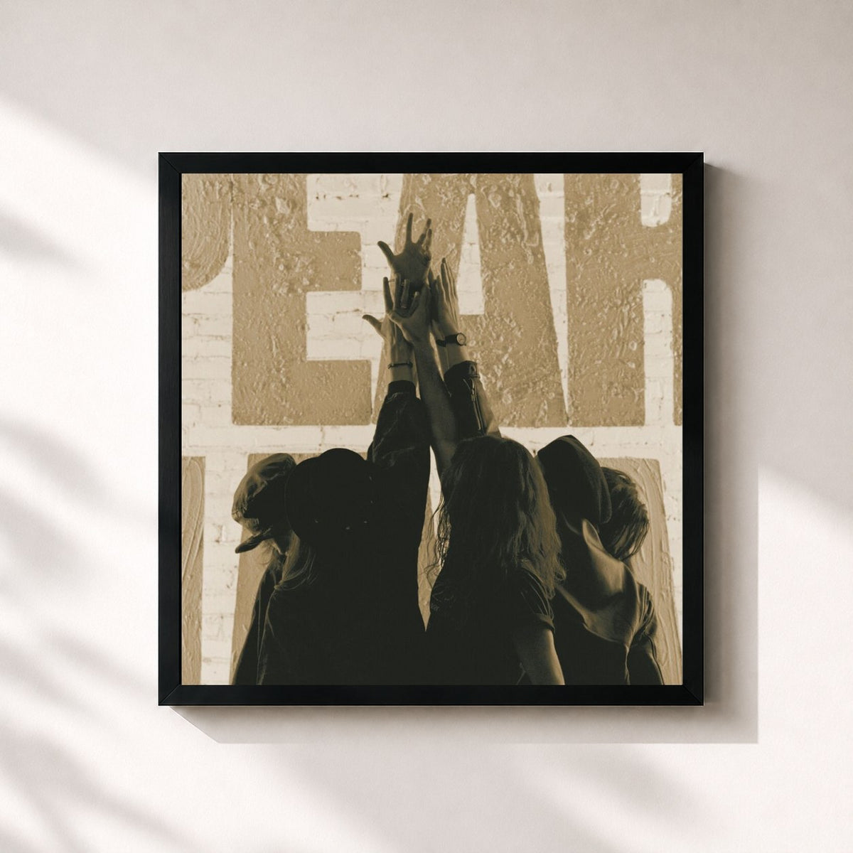 #noir Tableau carré de l'album Ten Redux de Pearl Jam, cadre noir 32x32 cm