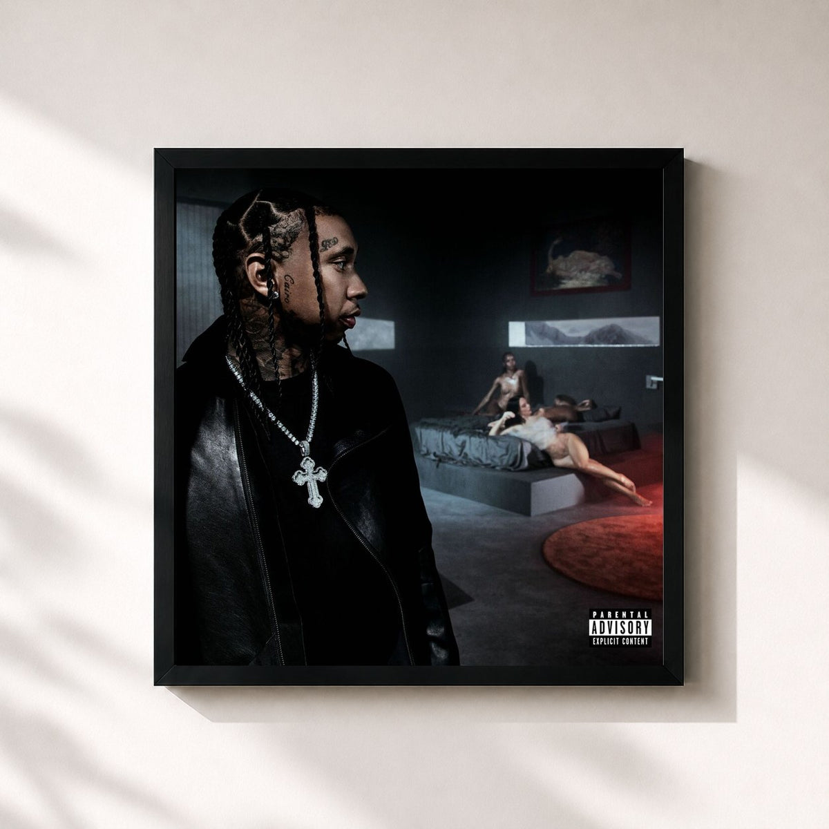 #noir Tableau carré de l'album NSFW de Tyga, cadre noir 32x32 cm