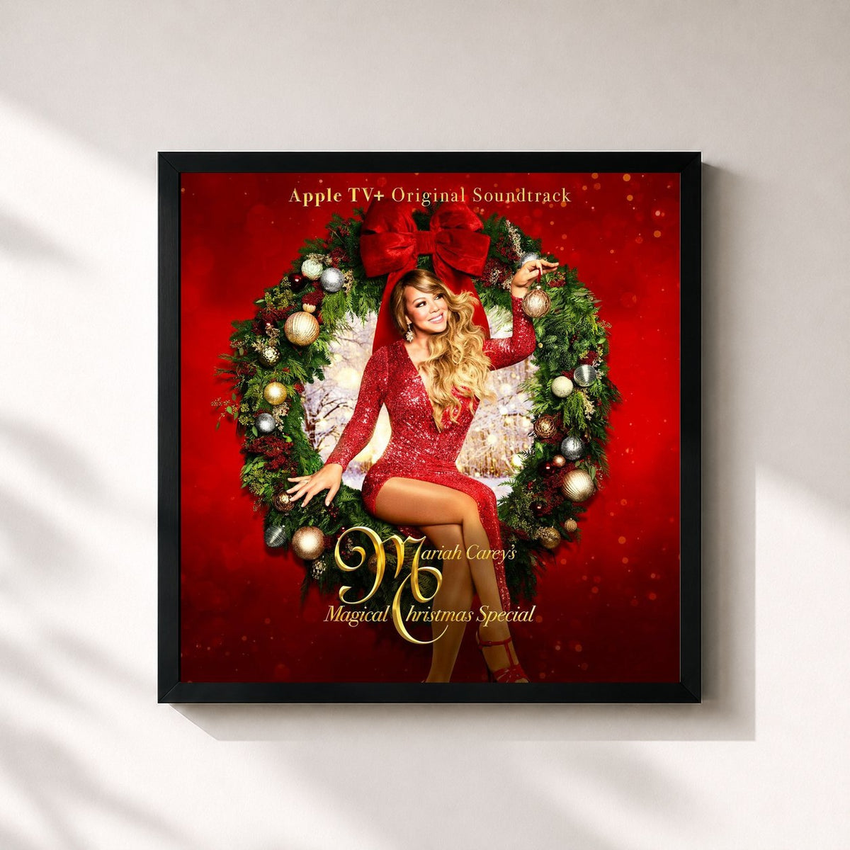 #noir Tableau carré de l'album Mariah Carey's Magical Christmas Special (Apple TV+ Original Soundtrack) de Mariah Carey, cadre noir 32x32 cm