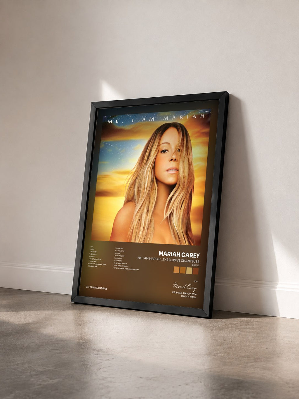 #noir Tableau de l'album Me. I Am Mariah…The Elusive Chanteuse (Deluxe) de Mariah Carey vu de trois quarts, cadre noir
