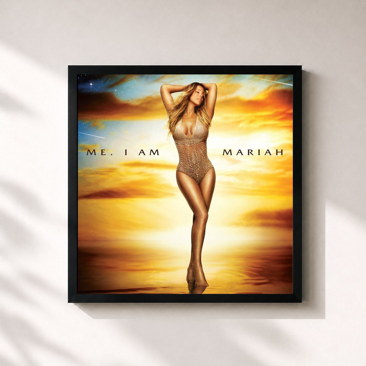 #noir Tableau carré de l'album Me. I Am Mariah…The Elusive Chanteuse de Mariah Carey, cadre noir 32x32 cm