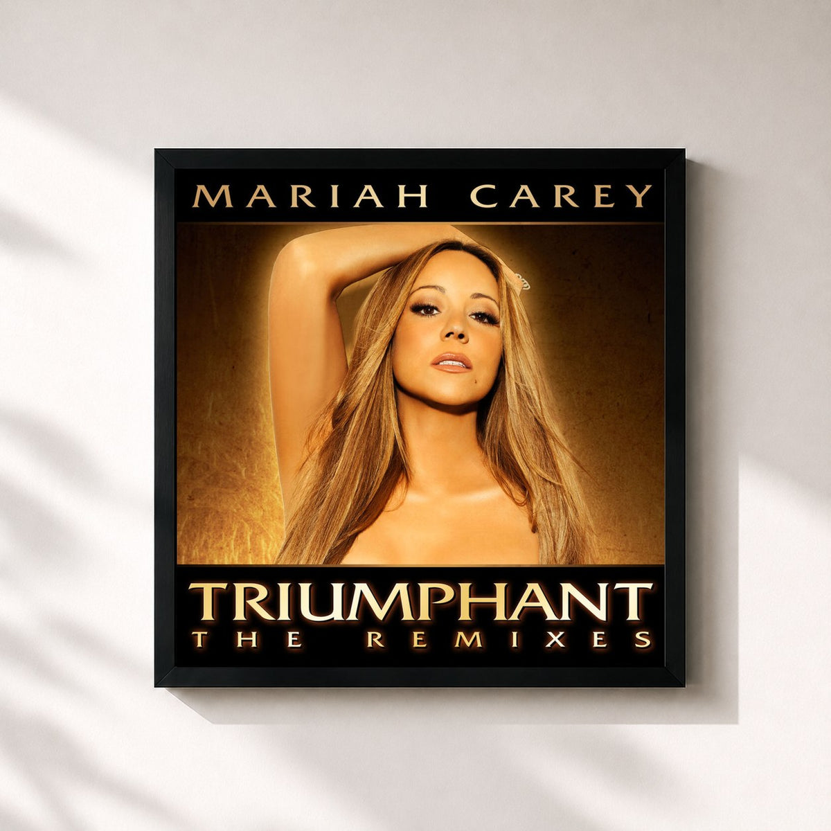 #noir Tableau carré de l'album Triumphant (The Remixes) de Mariah Carey, cadre noir 32x32 cm