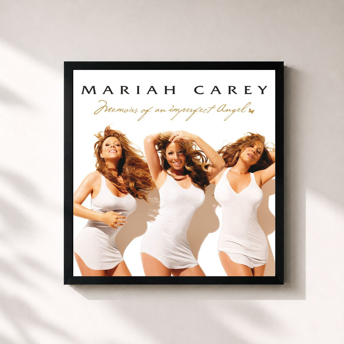 #noir Tableau carré de l'album Memoirs of an imperfect Angel (International Version) de Mariah Carey, cadre noir 32x32 cm