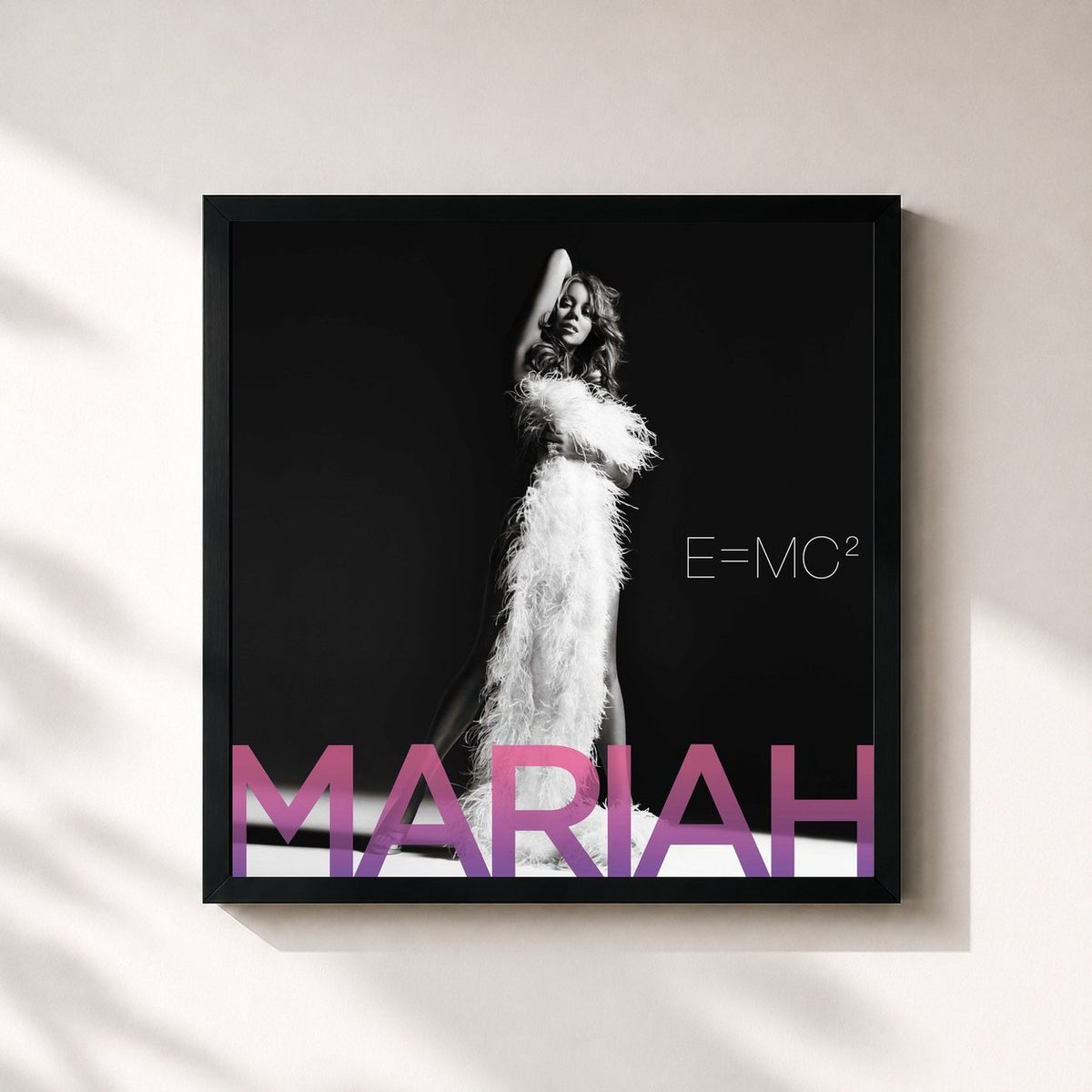 #noir Tableau carré de l'album E=MC2 (Deluxe Version) de Mariah Carey, cadre noir 32x32 cm