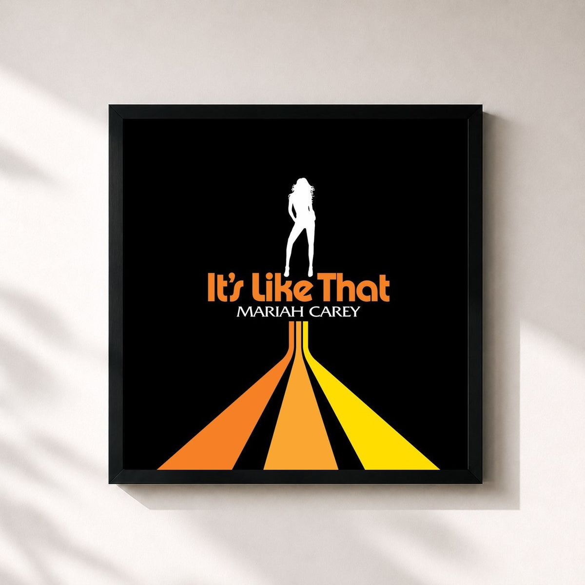 #noir Tableau carré de l'album It's Like That de Mariah Carey, cadre noir 32x32 cm