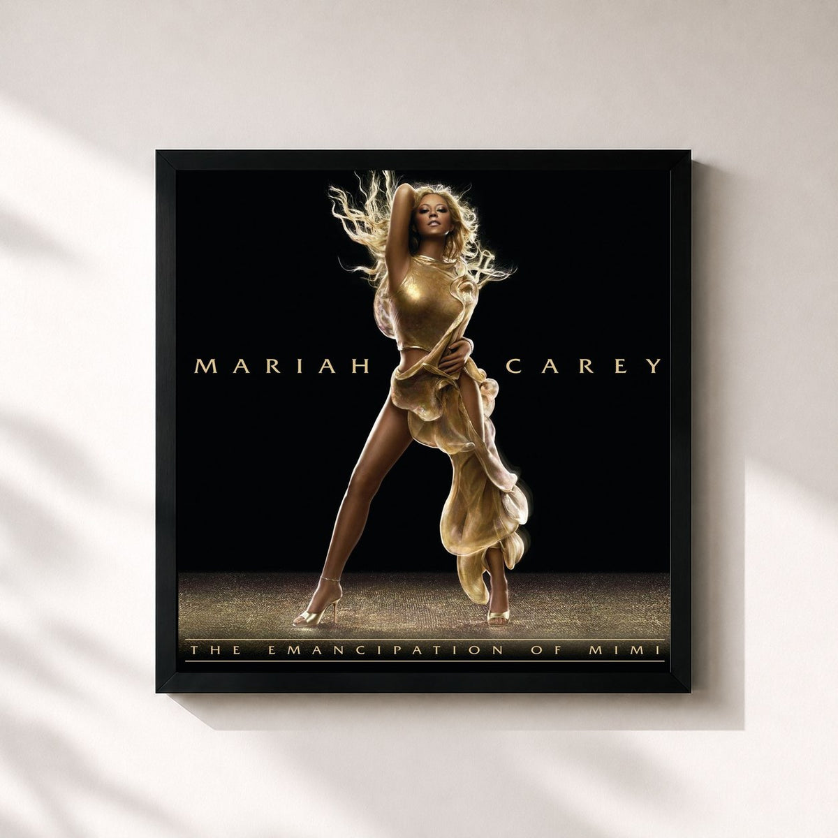#noir Tableau carré de l'album The Emancipation of Mimi de Mariah Carey, cadre noir 32x32 cm