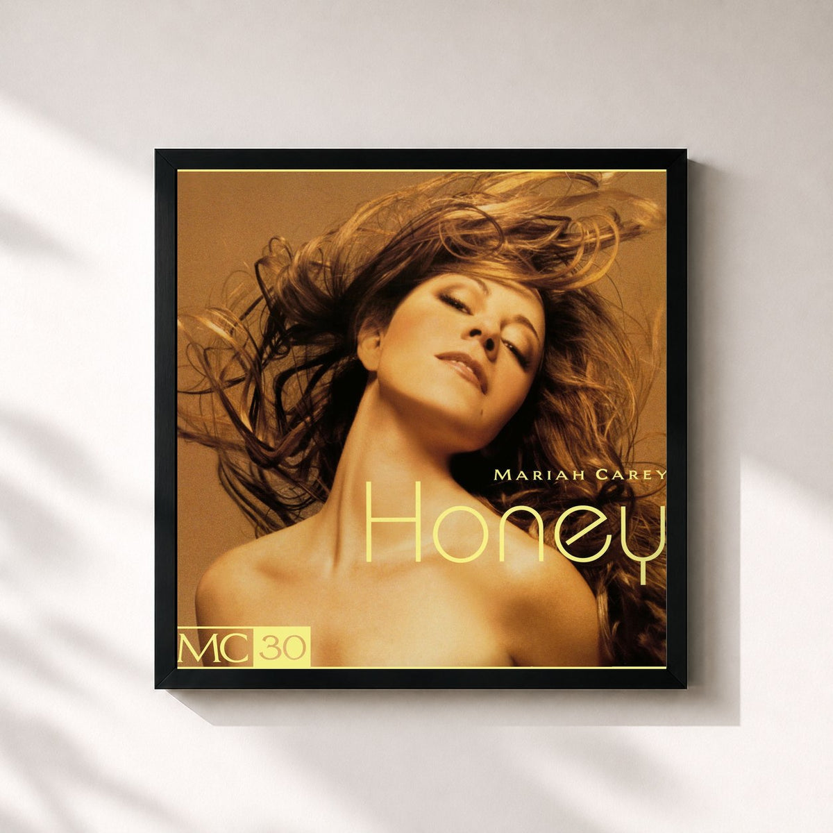 #noir Honey EP de Mariah Carey en lámina cuadrada enmarcada, marco negro de 32x32 cm