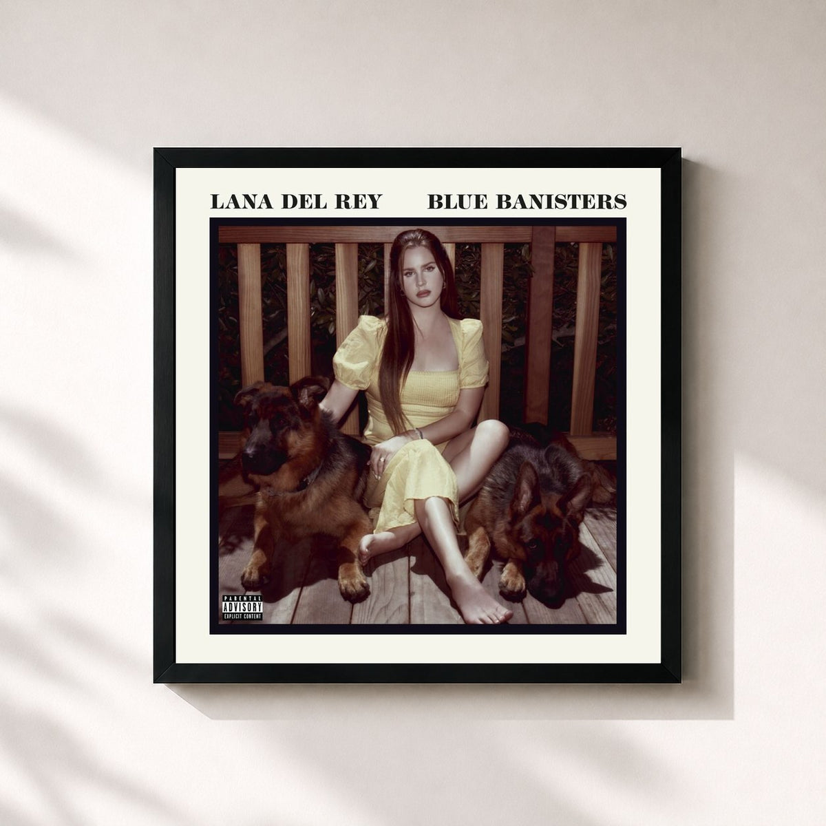 #noir Tableau carré de l'album Blue Banisters de Lana Del Rey, cadre noir 32x32 cm