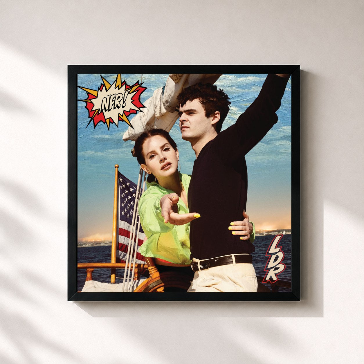 #noir Tableau carré de l'album Norman Fucking Rockwell! de Lana Del Rey, cadre noir 32x32 cm