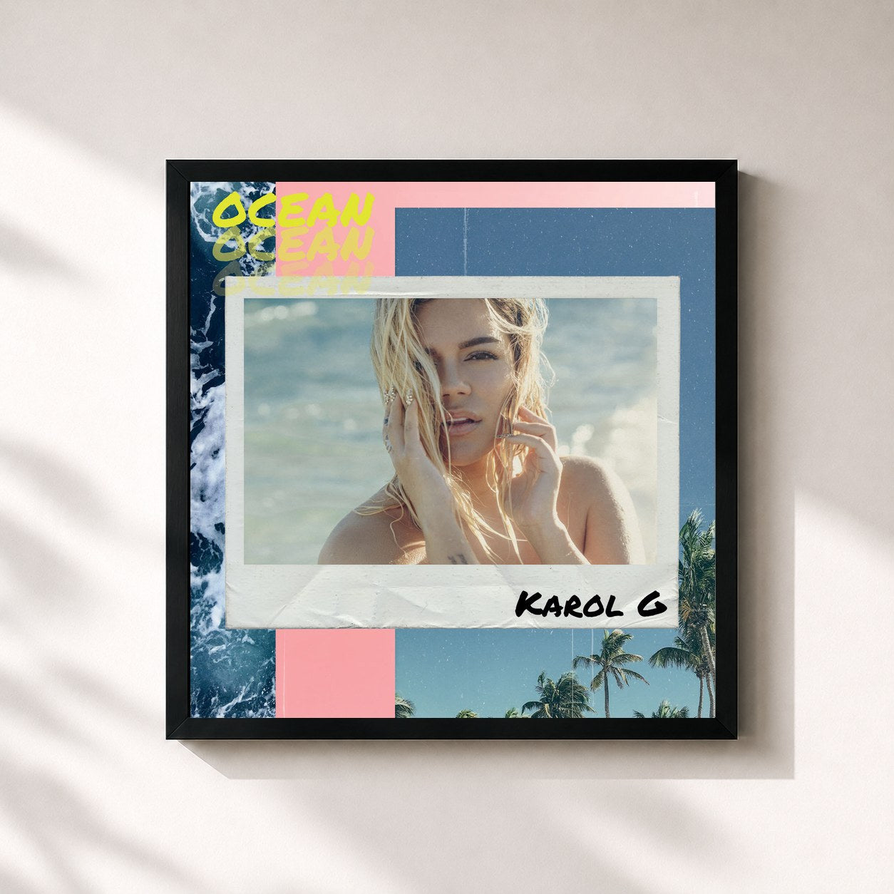 #noir OCEAN by KAROL G as a square framed art print, black 32x32 cm frame