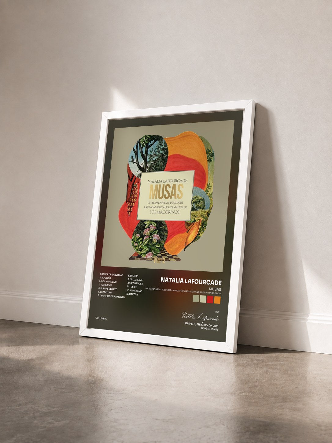 #blanc Tableau de l'album Musas (Un Homenaje al Folclore Latinoamericano en Manos de Los Macorinos), Vol. 2 de Natalia Lafourcade vu de trois quarts, cadre blanc