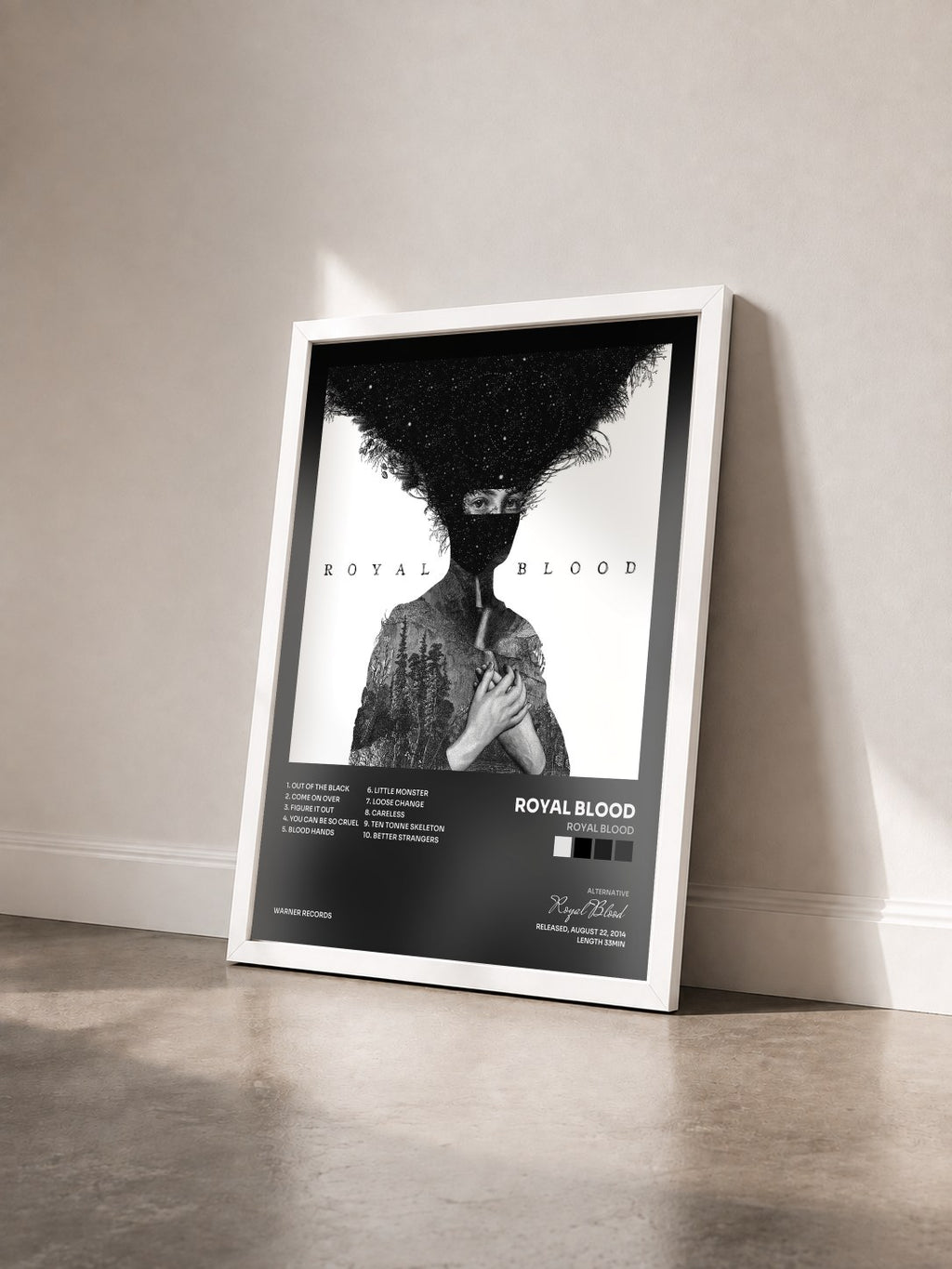 #blanc Tableau de l'album Royal Blood de Royal Blood vu de trois quarts, cadre blanc