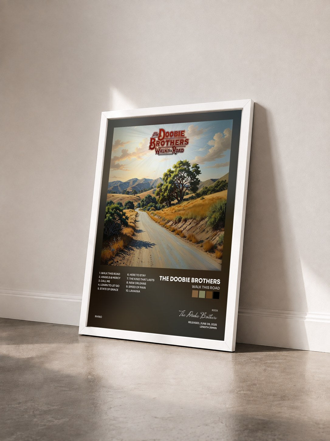 #blanc Tableau de l'album Walk This Road de The Doobie Brothers vu de trois quarts, cadre blanc