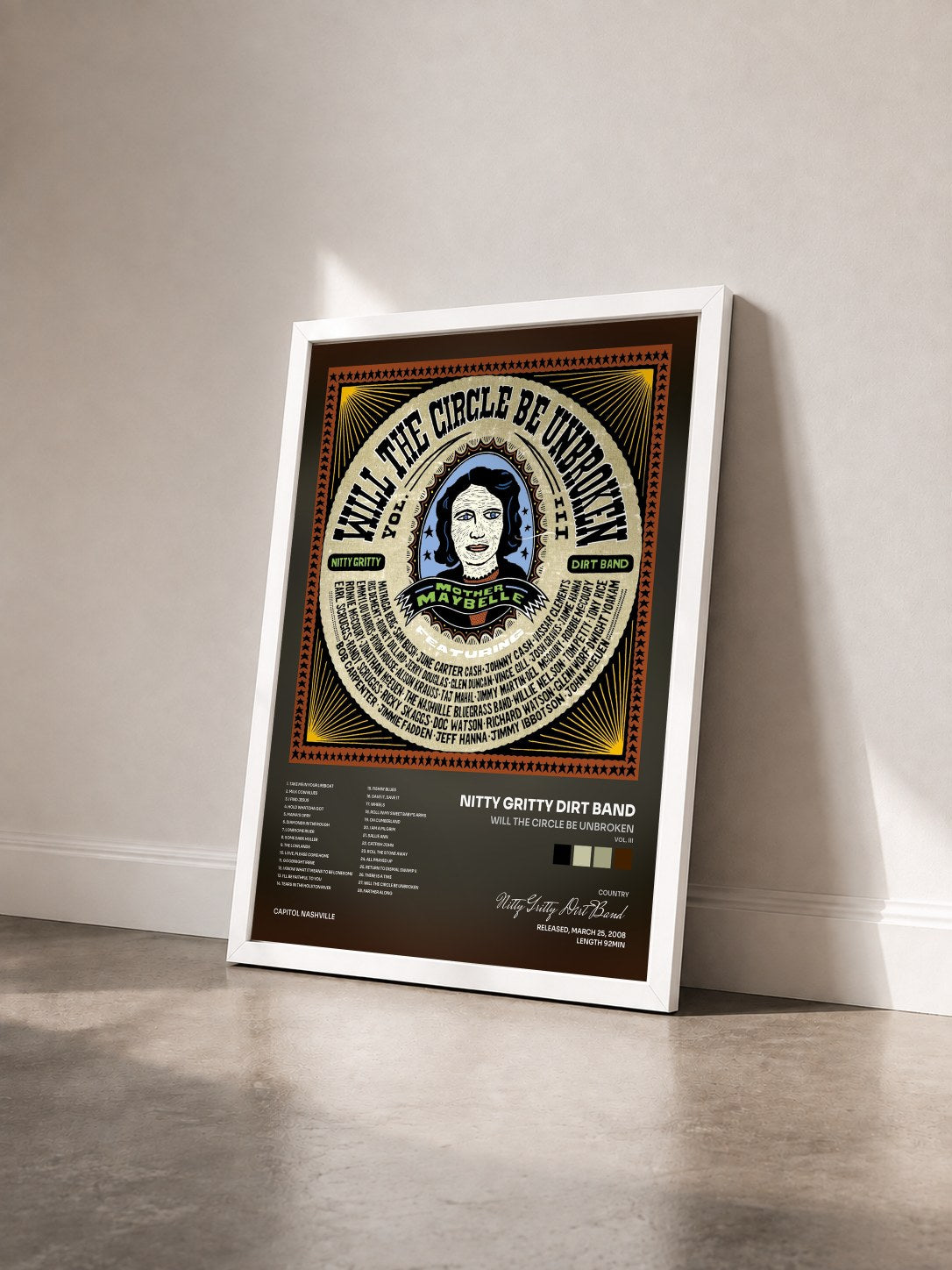 #blanc Tableau de l'album Will The Circle Be Unbroken (Vol. III) de Nitty Gritty Dirt Band vu de trois quarts, cadre blanc