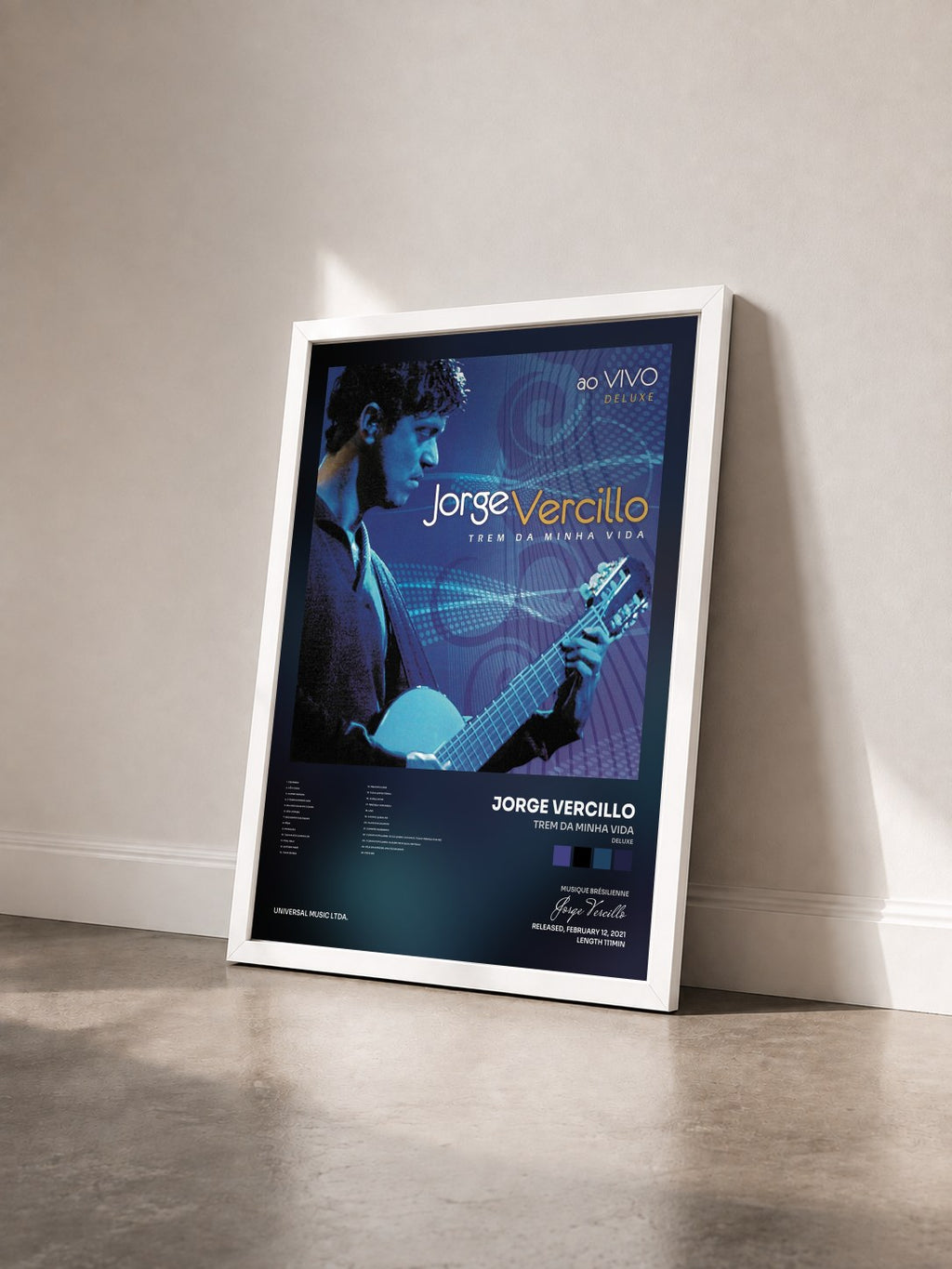 #blanc Tableau de l'album Trem Da Minha Vida (Deluxe) de Jorge Vercillo vu de trois quarts, cadre blanc