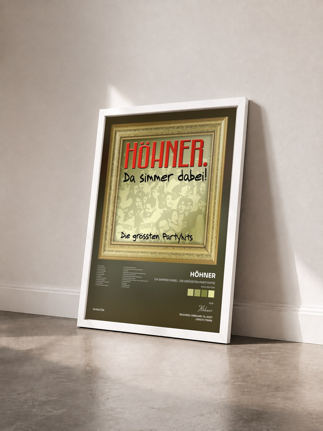 #blanc Tableau de l'album Da Simmer Dabei... Die Grössten Partyhits! (Gold Edition) de Höhner vu de trois quarts, cadre blanc