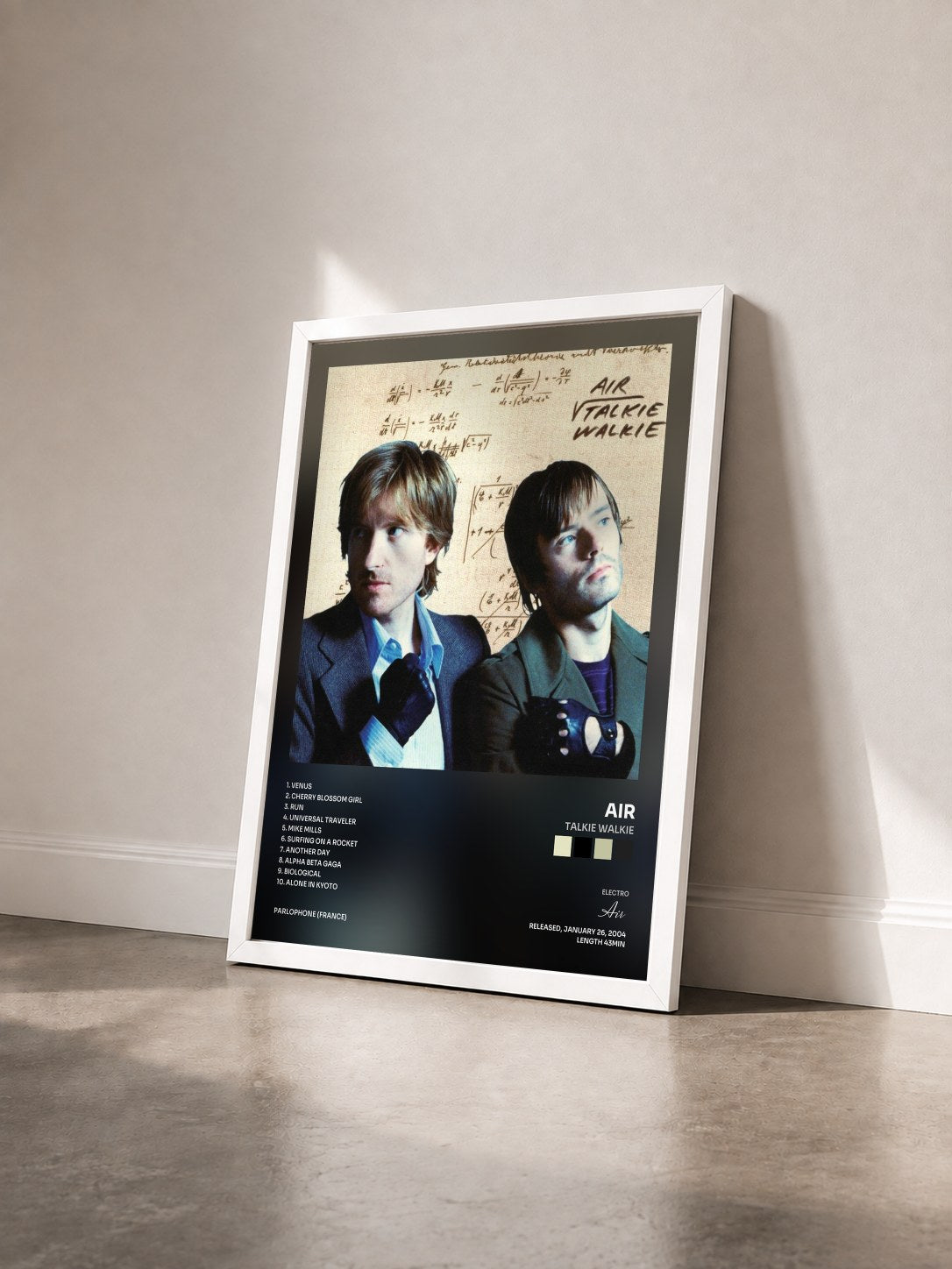 #blanc Tableau de l'album Talkie Walkie de Air vu de trois quarts, cadre blanc