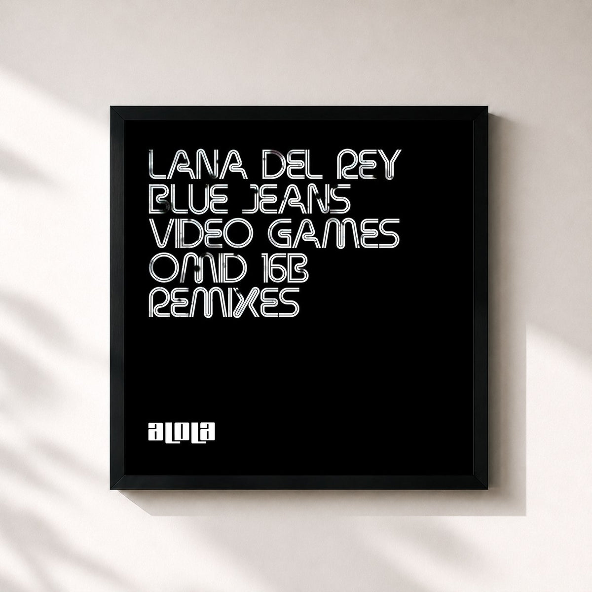 #noir Tableau carré de l'album Blue Jeans (Omid 16B Remixes) de Lana Del Rey, cadre noir 32x32 cm