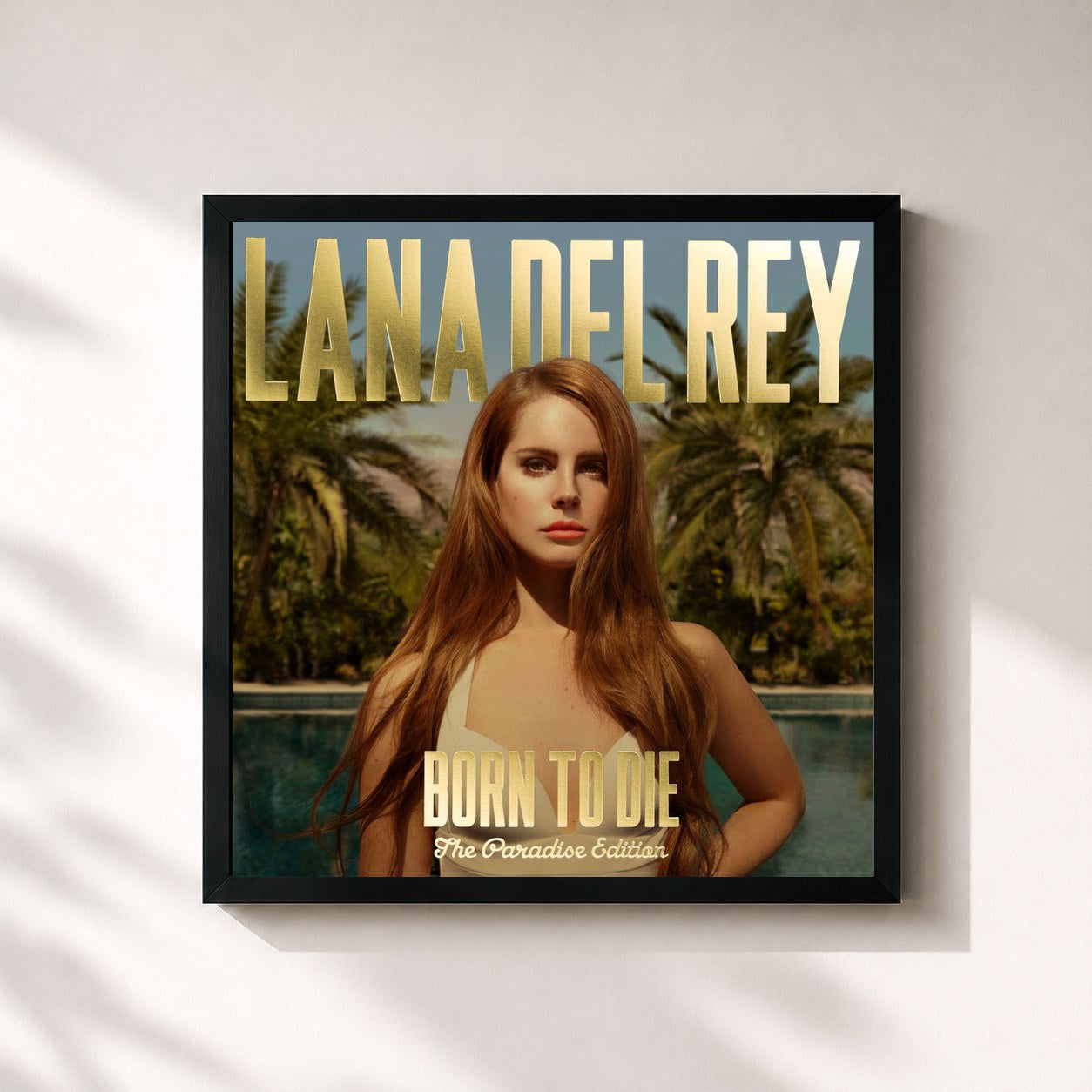#noir Tableau carré de l'album Born To Die - The Paradise Edition de Lana Del Rey, cadre noir 32x32 cm