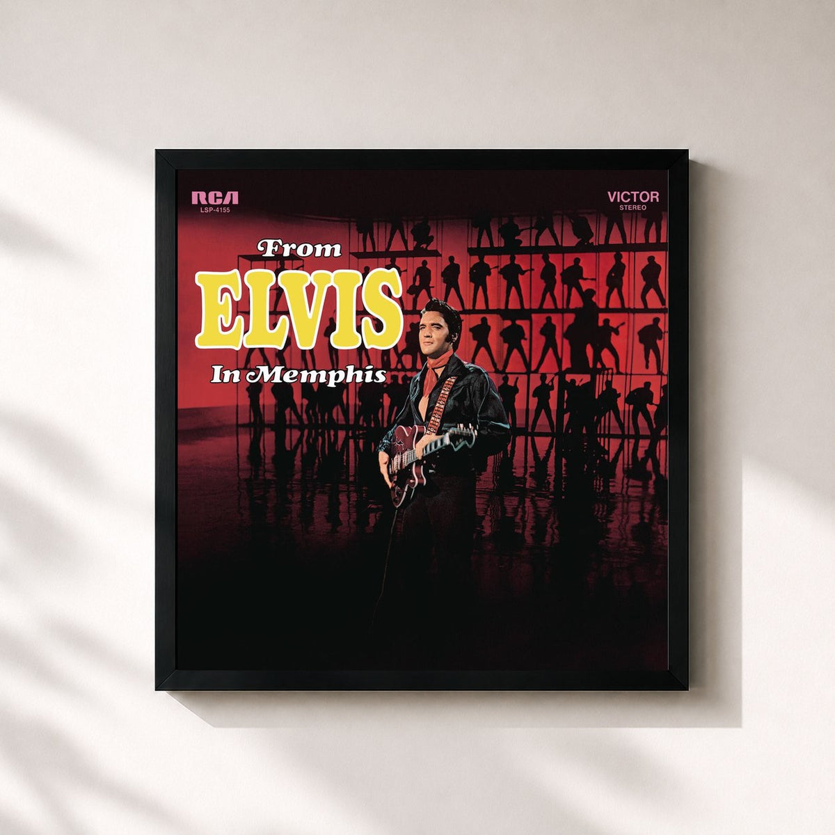 #noir From Elvis in Memphis de Elvis Presley en lámina cuadrada enmarcada, marco negro de 32x32 cm