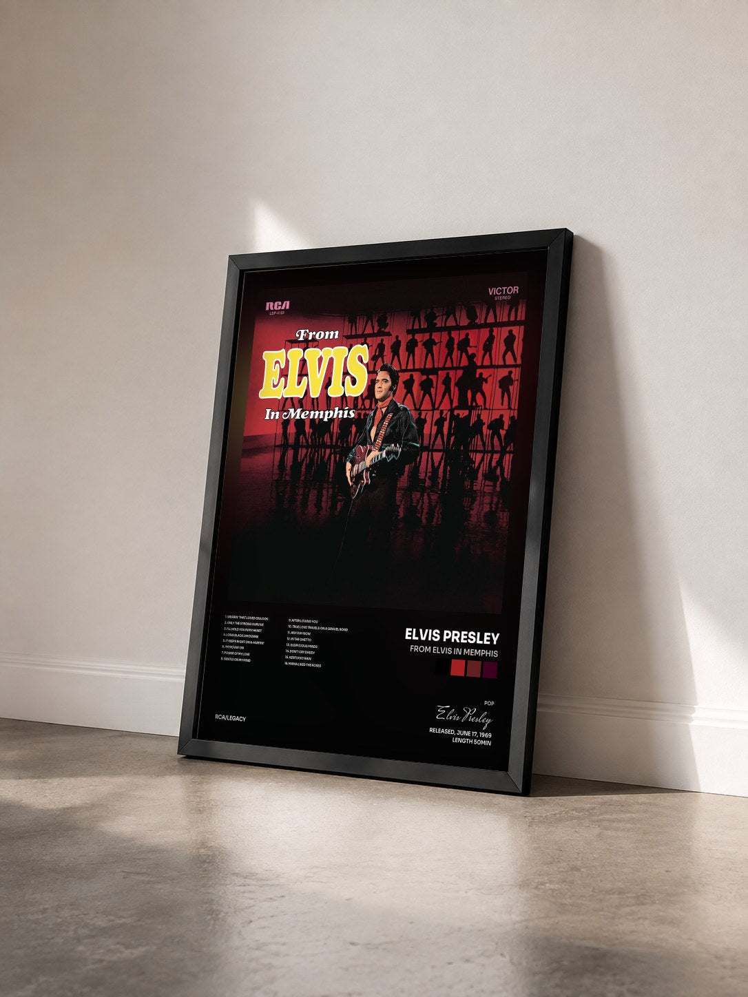 #noir From Elvis in Memphis de Elvis Presley en lámina enmarcada vista de tres cuartos, marco negro