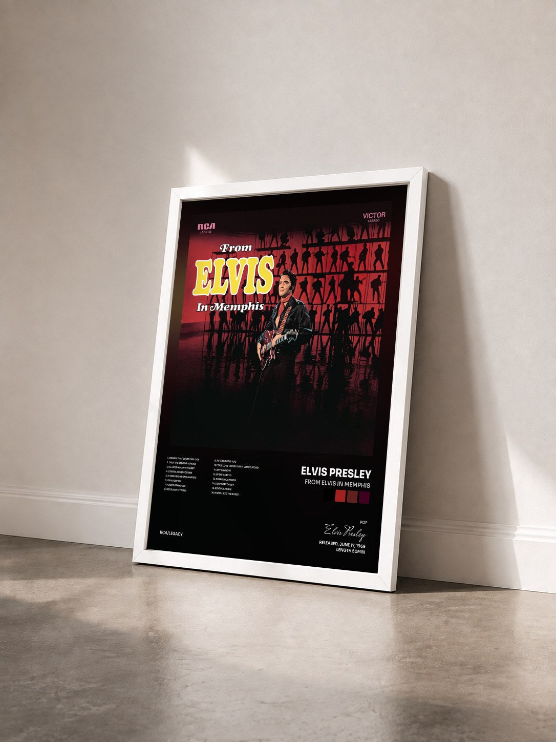 #blanc From Elvis in Memphis de Elvis Presley en lámina enmarcada vista de tres cuartos, marco blanco