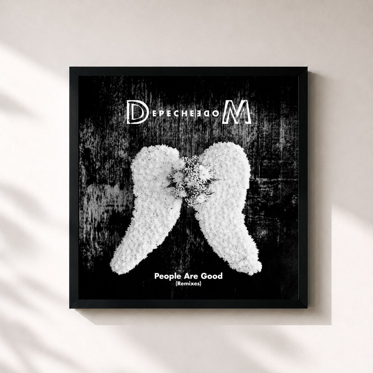 #noir People Are Good (Remixes) von Depeche Mode als quadratischer Kunstdruck, schwarzer Rahmen 32x32 cm