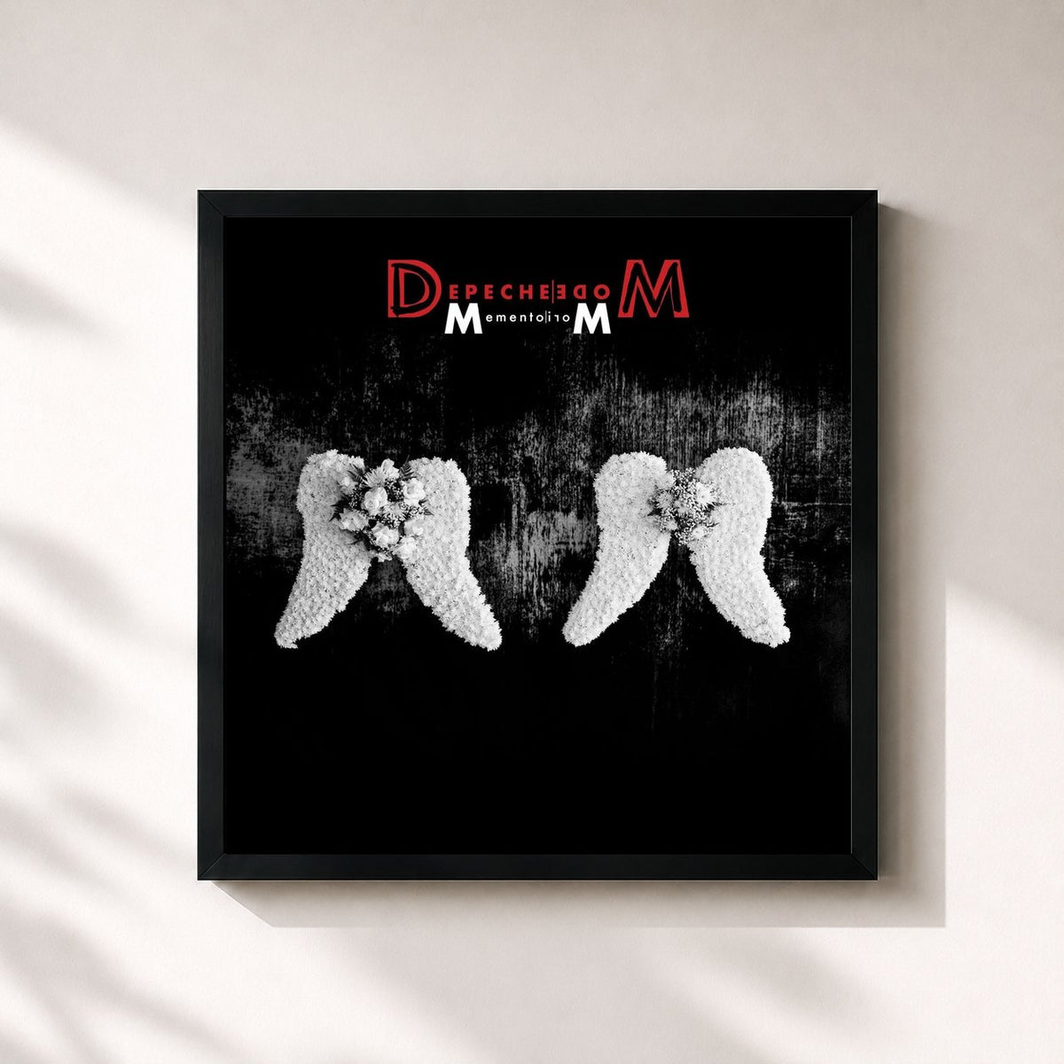 #noir Memento Mori von Depeche Mode als quadratischer Kunstdruck, schwarzer Rahmen 32x32 cm